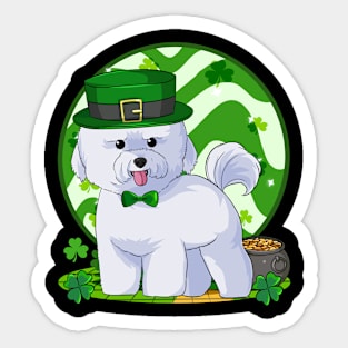 Bichon Frise Dog St Patricks Day Leprechaun Sticker